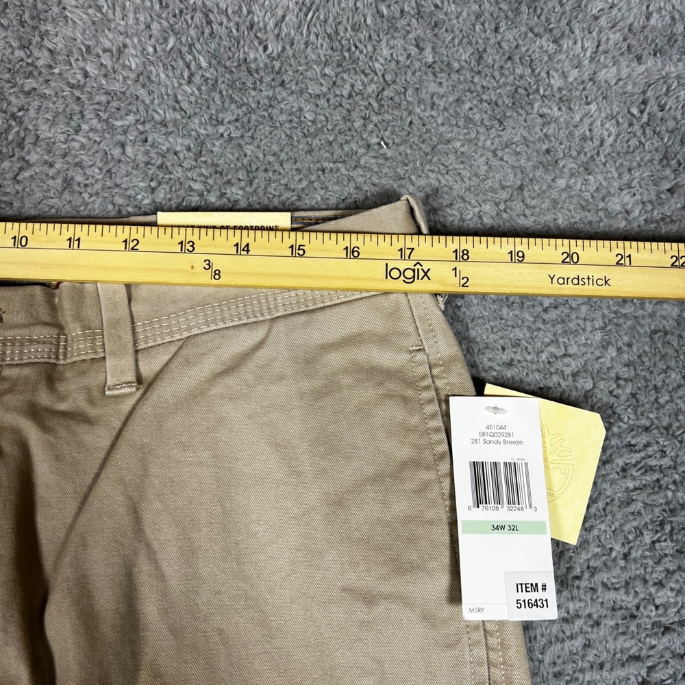 Timberland Chino Pants Mens 34x32 Khaki Straight Fit Casual Stretch New - Picture 5 of 10